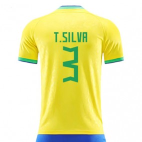 Brasilien Thiago Silva 3 2023/2024 Hemma Fotbollströjor Kortärmad